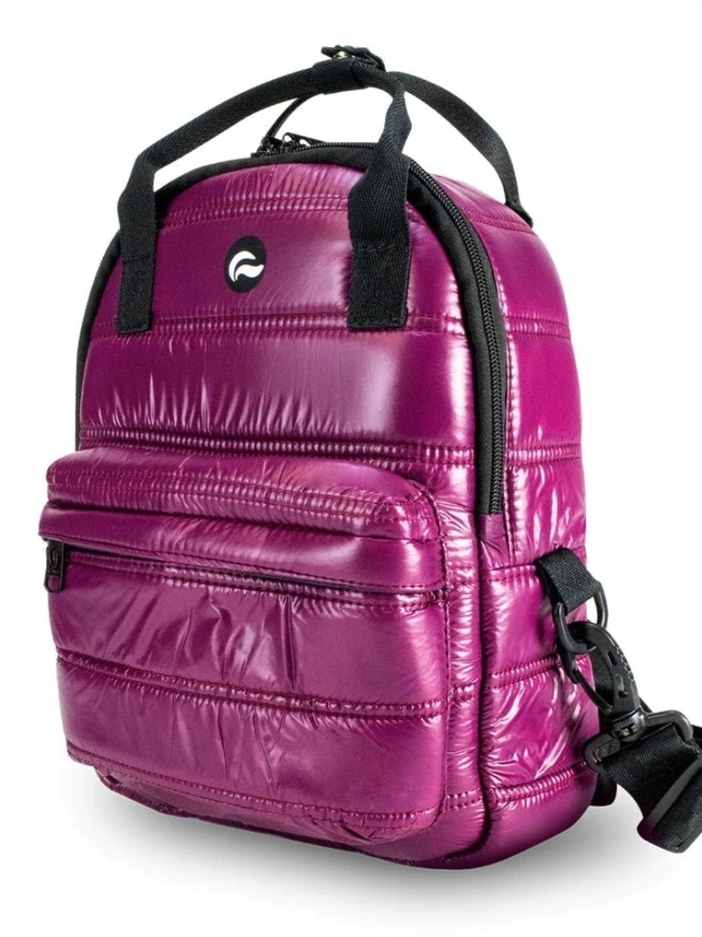 Skunk Brand Shiny Quilted Mini Backpack / Crossbody